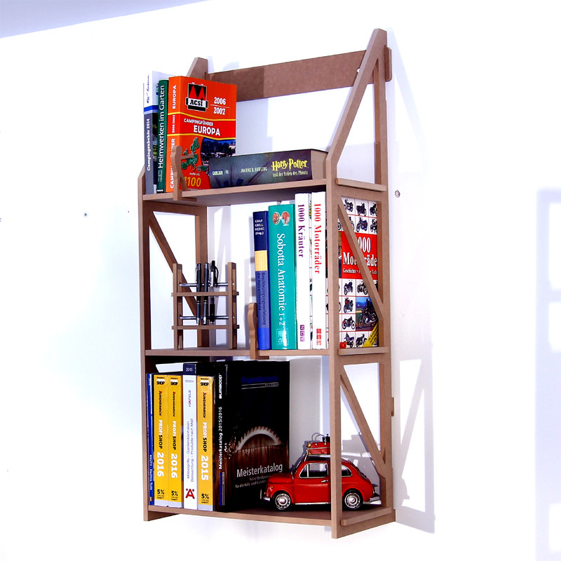 Bücherregal für die Wand unten abgestuft 25 cm tief