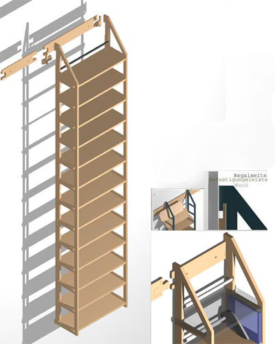 Großes Wandregal zu Aufbewahrung von ca. 1380 CDs