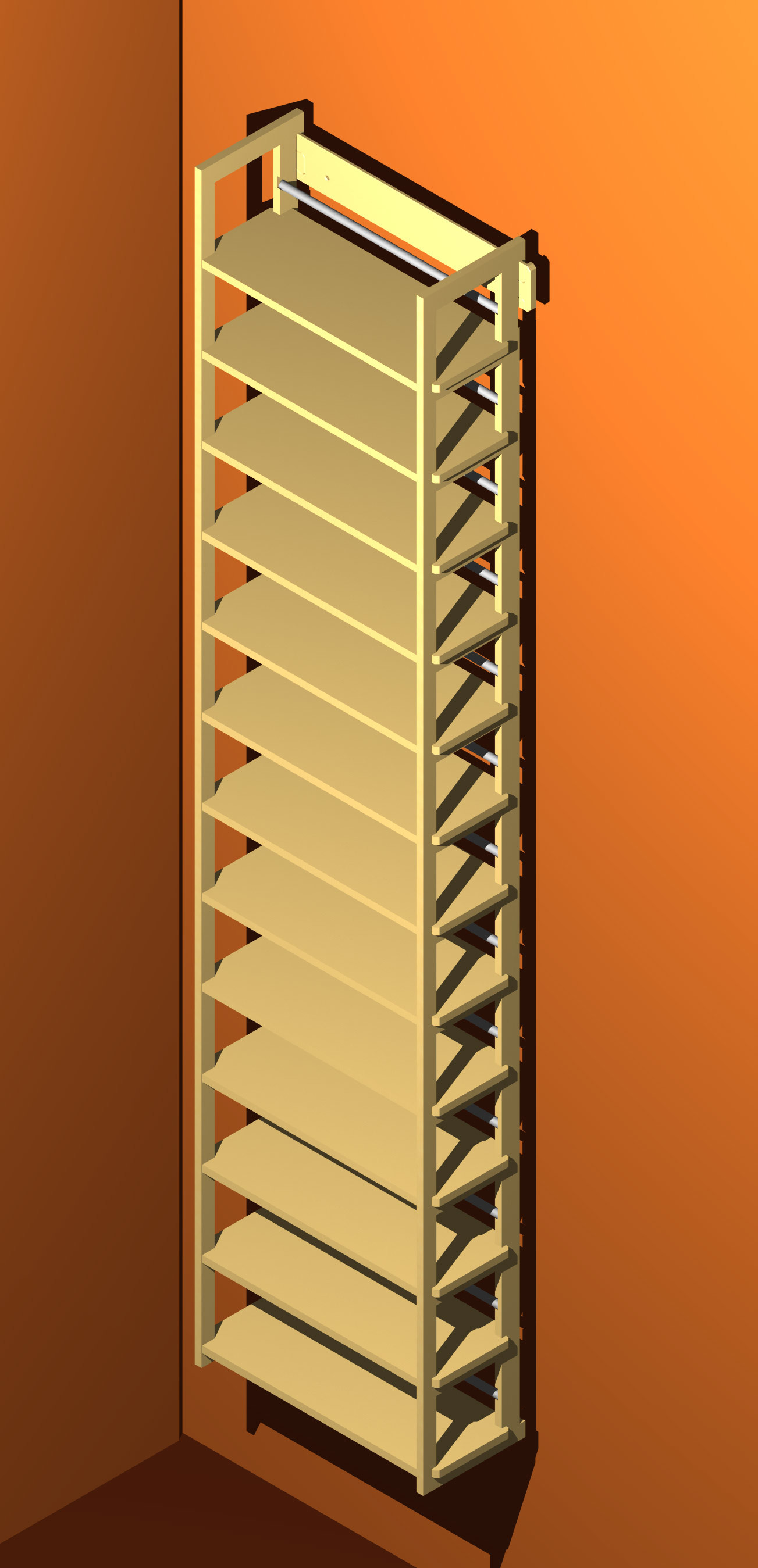Großes Wandregal zu Aufbewahrung von ca. 1380 CDs